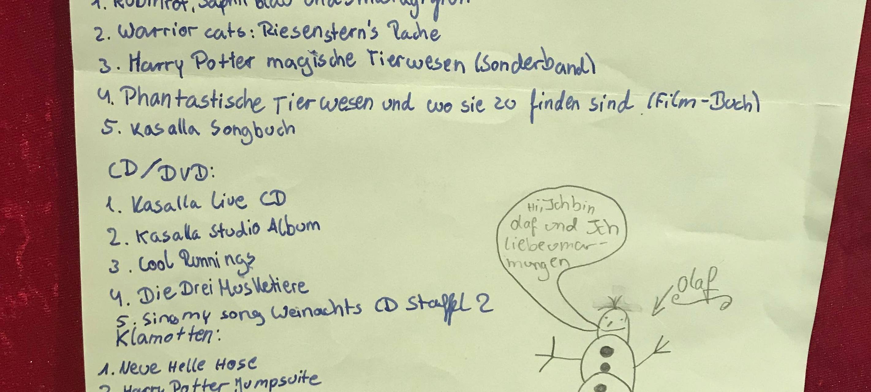 Wunschliste Christkind Weihnachten Brief