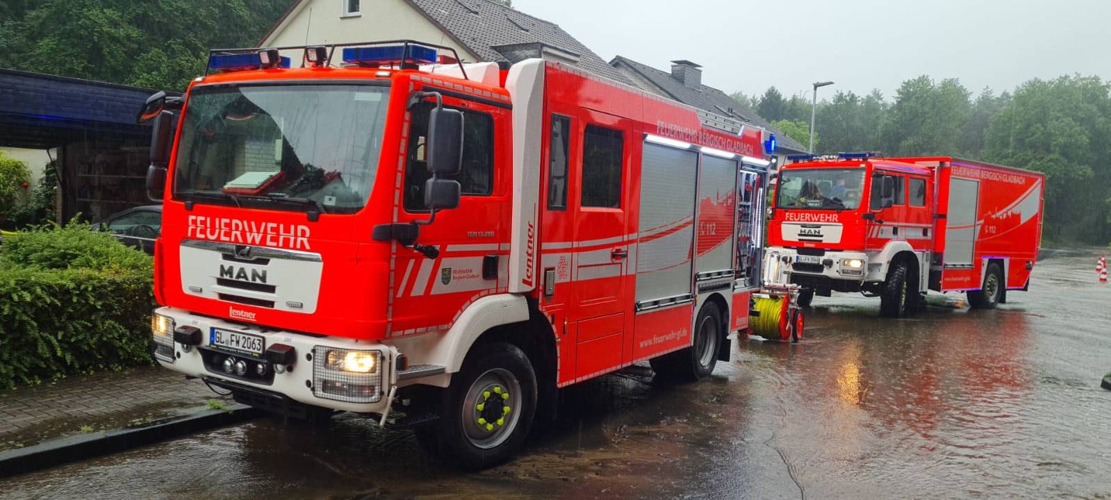 Starkregen Feuerwehr Bergisch Gladbach