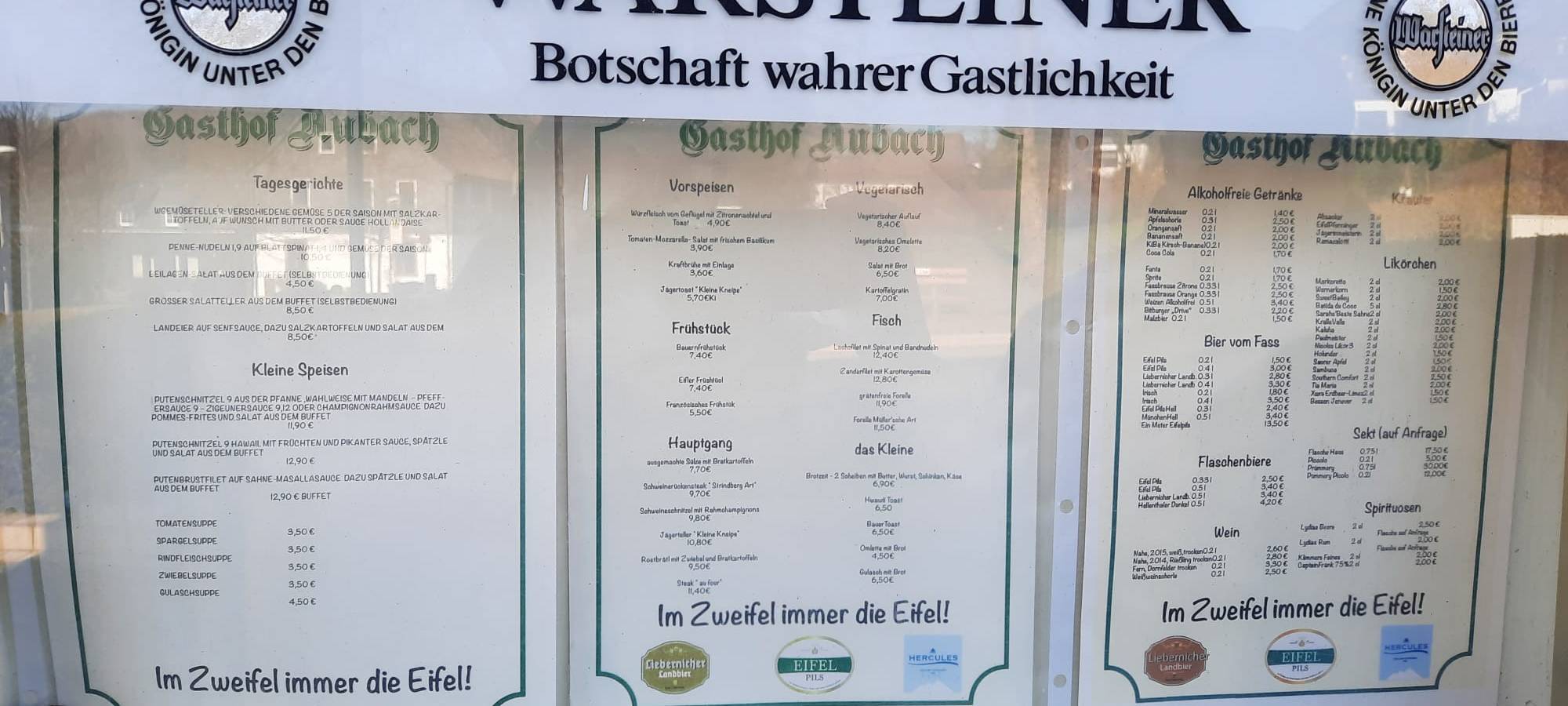 Die Karte des fiktiven "Gasthof Aubach"