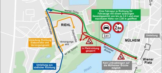 Mülheimer Brücke wird zum Nadelöhr