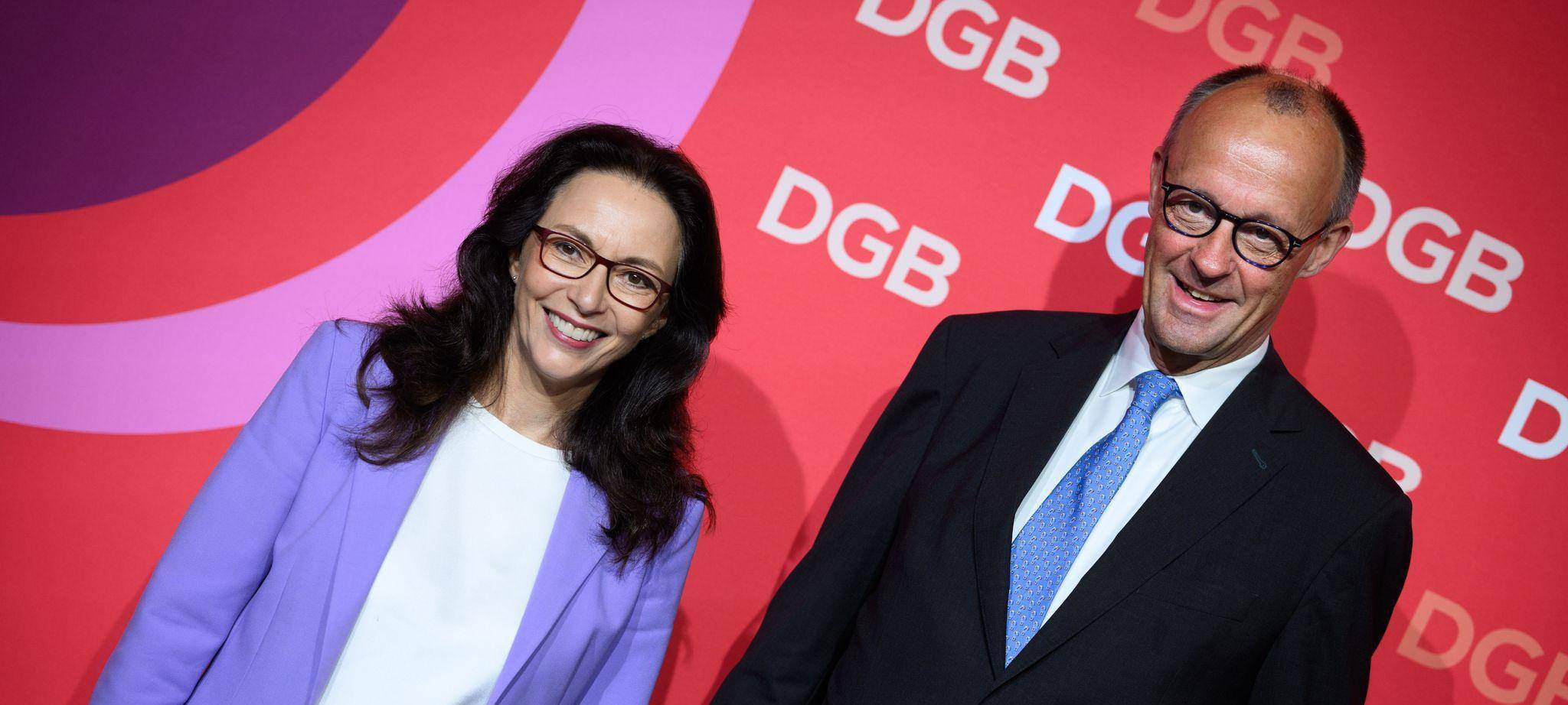 Fahimi und Merz beim DGB-Kongress