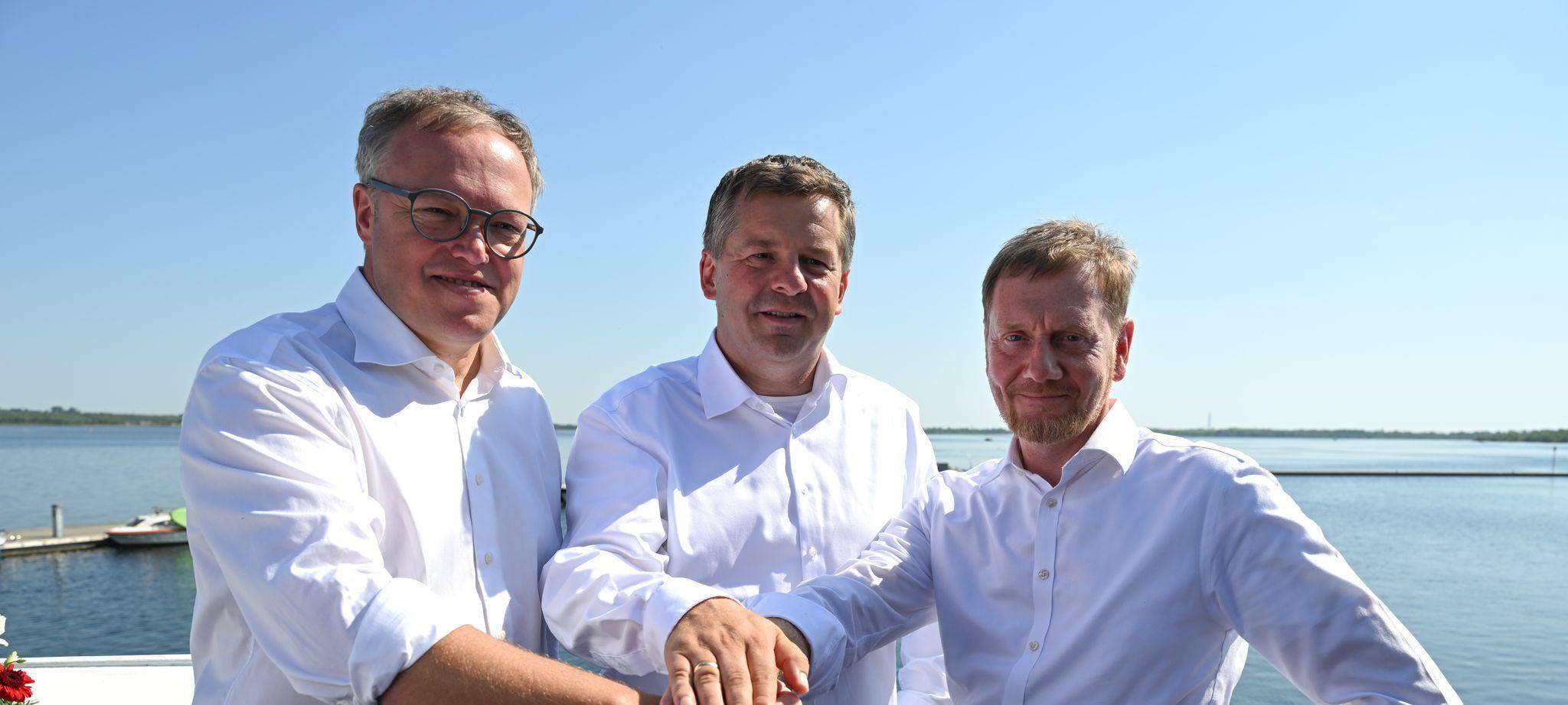 Mario Voigt, Sven Schulze und Michael Kretschmer