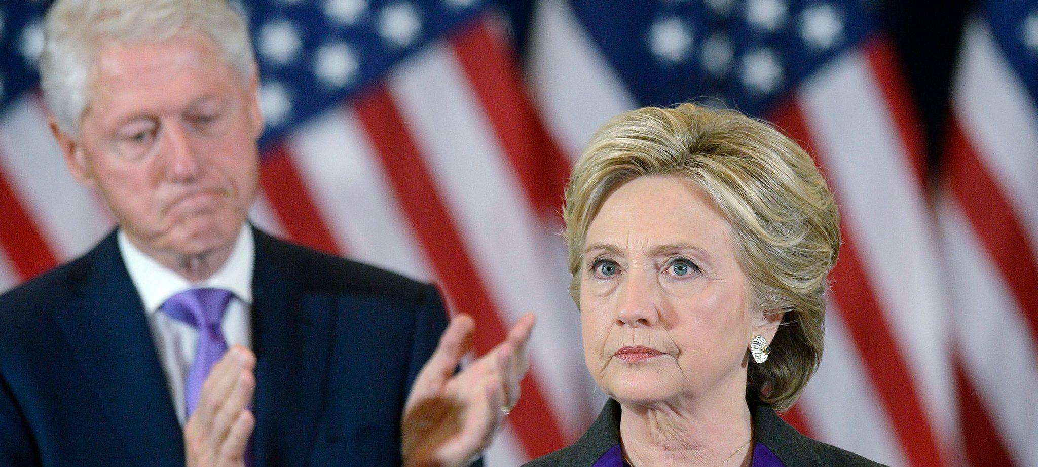 Hillary Clintons addresses her staff and supporters following her